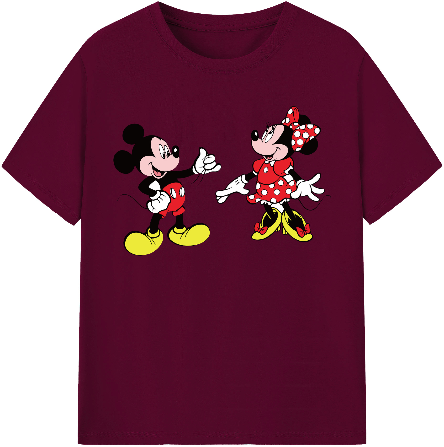 （画像用） ミッキーマウス Mickey Mouse レディースカジュアルプリントTシャツ（綿100％）